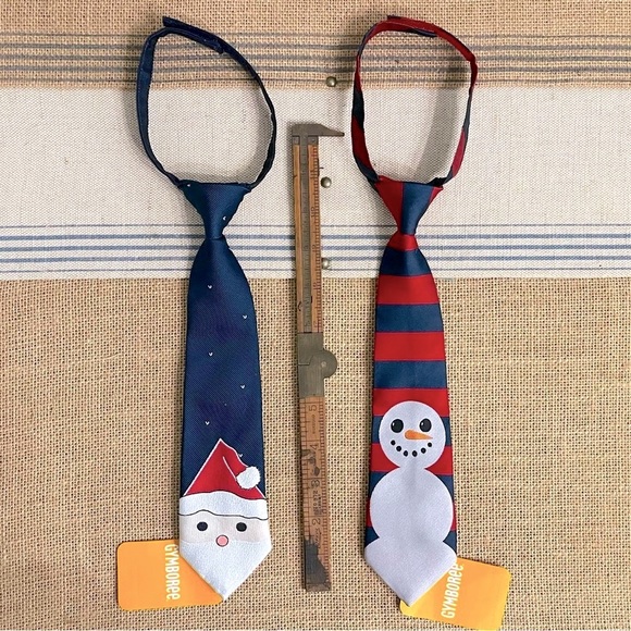 NWT Gymboree Santa + Snowman Holiday Adjustable Neck Ties • Boys Accessories - Picture 6 of 6